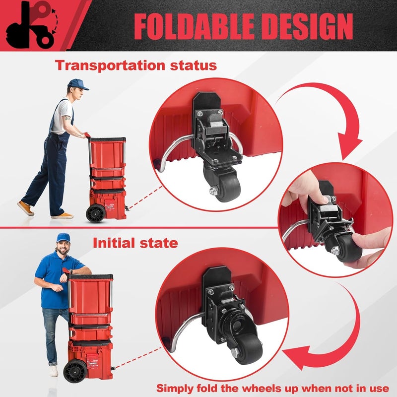 BPOPO Upgraded Steel Construction Front Wheels,Packout Caster Wheel kit fit for Milwaukee Packout Rolling Tool Box- Accessories for Packout Toolbox,200 Lbs Capacity - Image 3